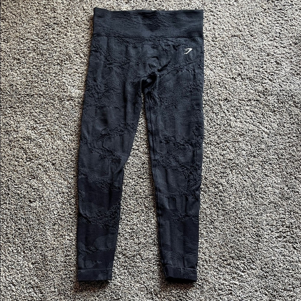 Gymshark Adapt Camo Textured Black Leggings